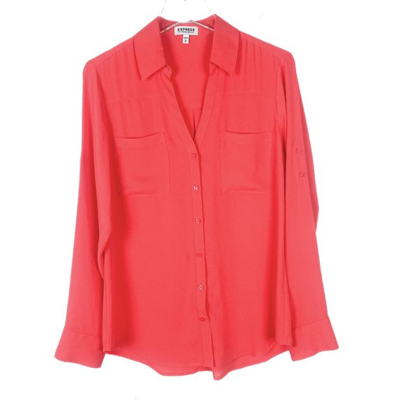 Express Tops - Express The Portofino Shirt V-Neck Roll Tab Sleeve Size Medium M EUC